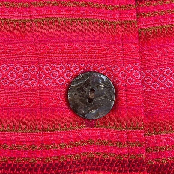 Chic's Shacket Women 1 Medium 8 Pink Red Green Woven Shirt Boho‎ Casual USA VTG - Picture 6 of 11